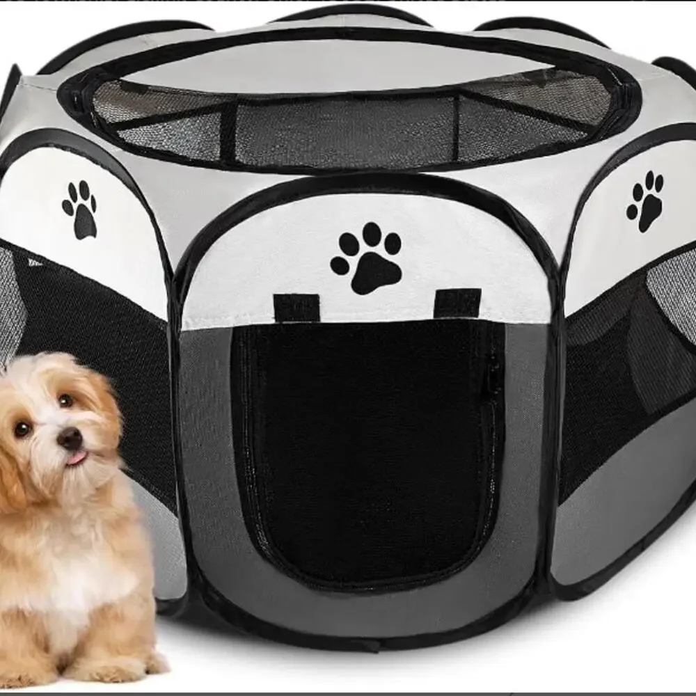 Pet Playpen 30 x 30 x 18 in Foldable Dog Cat Kennel Black
